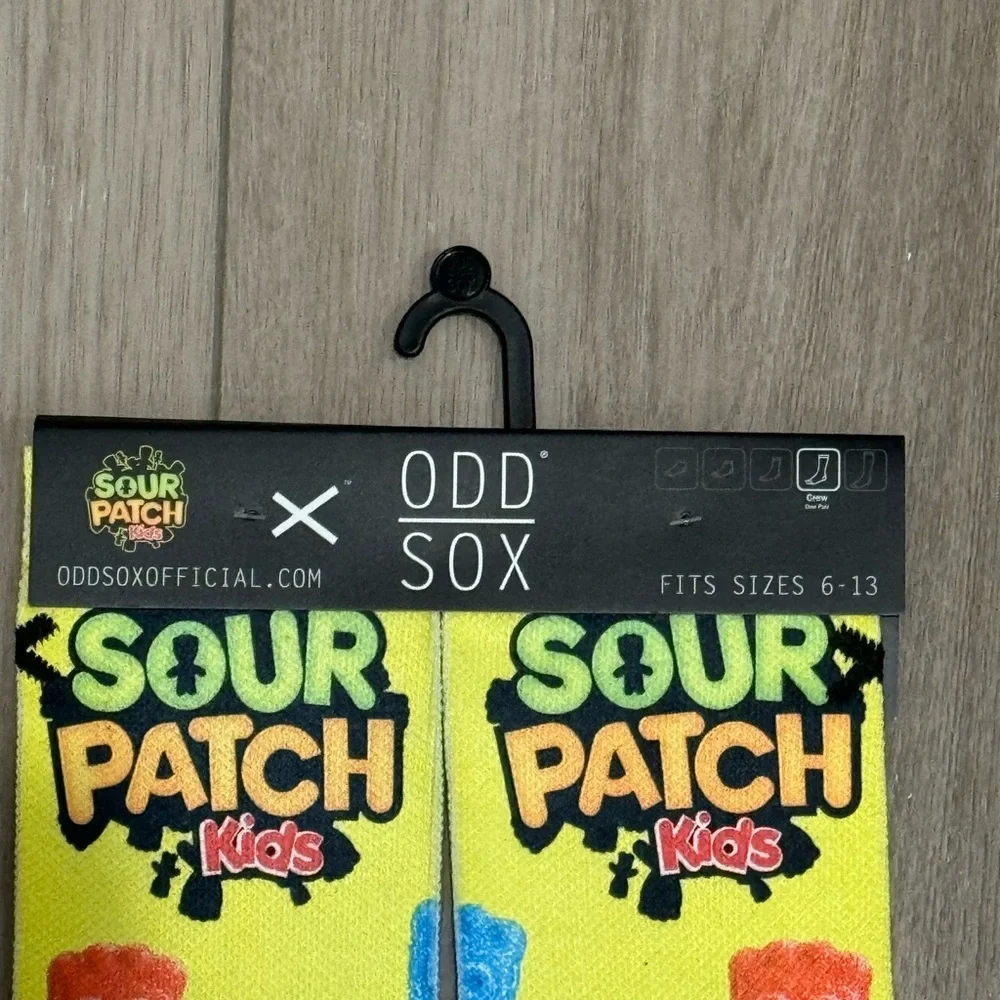 Odd Sox‎ Sour Patch Kida  Novelty Crew Socks Fits Sizes 6-13 Yellow Adult Size